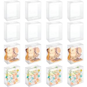BENECREAT 72pcs Clear Wedding Favor Boxes, 4.25x3.4x1.5inch Transparent PVC Rectangle Gift Wrapping Box for Candy Chocolate Party, Valentine's Festival Gift Packaging