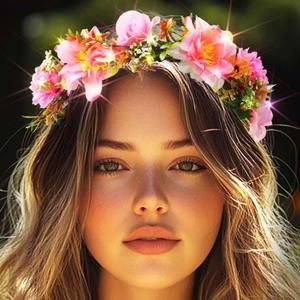 DRESBE Light Up Floral Headband LED Flower Wreath Crown Headbands Glowing Festival Garland Hair Accessories for Women (Pink) 1 Count (Pack of 1)