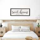 comurdyo Sweet Dreams Wall Decor Above Bed Sign 40" x 15" Master Bedroom Wooden Antique Framed Large Rustic Farmhouse Guest Room Beautiful Simple Hanging Plaque Over Bed Wall Art (Black)