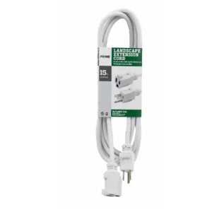 Prime Landscape Extension Cord - White, 15ft