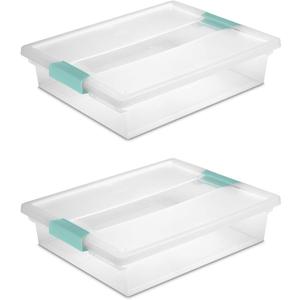 STERILITE 19638606 Large Clip Box, Clear with Blue Aquarium Latches 2 pieces (Large)