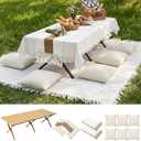 Novabright 10 Pcs Boho Picnic Set with Table Blanket Runner,Pillow Covers