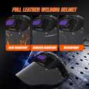 SHINE Leather Auto Darkening Welding Helmet, 1/1/1/2 True Color Flip-up Welding Mask,2x4 1/4 Variable Shade 4/9-13 Welding Hood, One Size