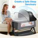 Bassinet Mosquito Net Cover - Half-Blackout Mosquito Net for Baby Crib & Bedside Sleeper, Breathable Crib net with 2-Way Zipper, Sun-Blocking Baby Mosquito Net Cover (Black-Small)
