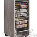 WOPITUES Storage Drawer Cart, Mobile Storage Cabinet, Makeup Storage with 10 Large Clear Drawers, Utility Wooden Rolling Cart on Wheels, for Cosmetic, Art Craft, Office Supplies, Toy, Grey