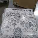 8x10 Area Rugs for Living Room, Machine Washable Large Grey Blue White Area Rug Non-Slip, Ultra Soft Vintage Floral Tribal Traditional Farmhouse Carpet for Dining Room Bedroom Home Dcor