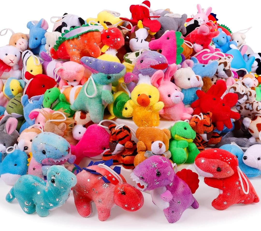 72 Pack Mini Stuffed Animals, Small Stuffed Animals Bulk, Claw Machine Carnival Prizes, Kindergarten Graduation Gifts, Plush Toys for Classroom Treasure Box, Party Favors for Kid