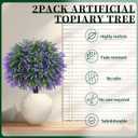 Artificial Lavender Topiary Ball Trees, 2 Set of UV Resistant Fake Evergreen Shrubs Bushes Plants with Ground Spike, Fake Plants for Outdoor Indoor Front Porch Garden