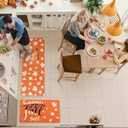 LEEVAN Orange Fall Kitchen Rugs Set of 2,Maple Leaves Farmhouse Kitchen Mats for Floor,Non Slip Washable Halloween Autumn Rugs for Kitchen Floor Fall Decor Laundry Office Sink Desk (17''x29''+17''x47'')