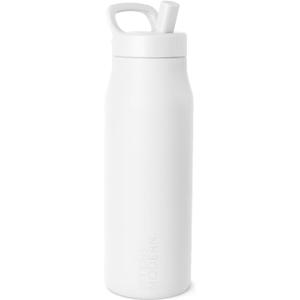 Simple Modern Water Bottle with Push Button Straw Lid | Ceramic-Lined Insulated Stainless Steel | Travel Water Bottles for Gym & Sports | Leak Proof | Mesa Signature Collection | 34oz, Winter White