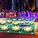 Assaoy 14 PCS Waterproof Floating Lotus Light - Floating Flower Light Battery Operated Water Activated Warm White Pool Flower Lamp Wedding,Anniversary,Garden Mother's Day Easter Spring Decoration
