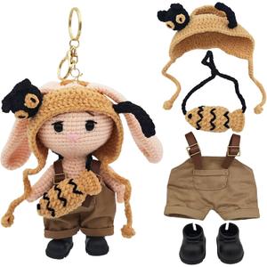 Handmade Crochet 15cm-17cm Doll Clothes Accessories with Shoes Set Outfits Compatible Cute Dress up 5.91-6.7inch Dolls for Women Kid Boys Girls (No Doll)(Crochet Cat Set)
