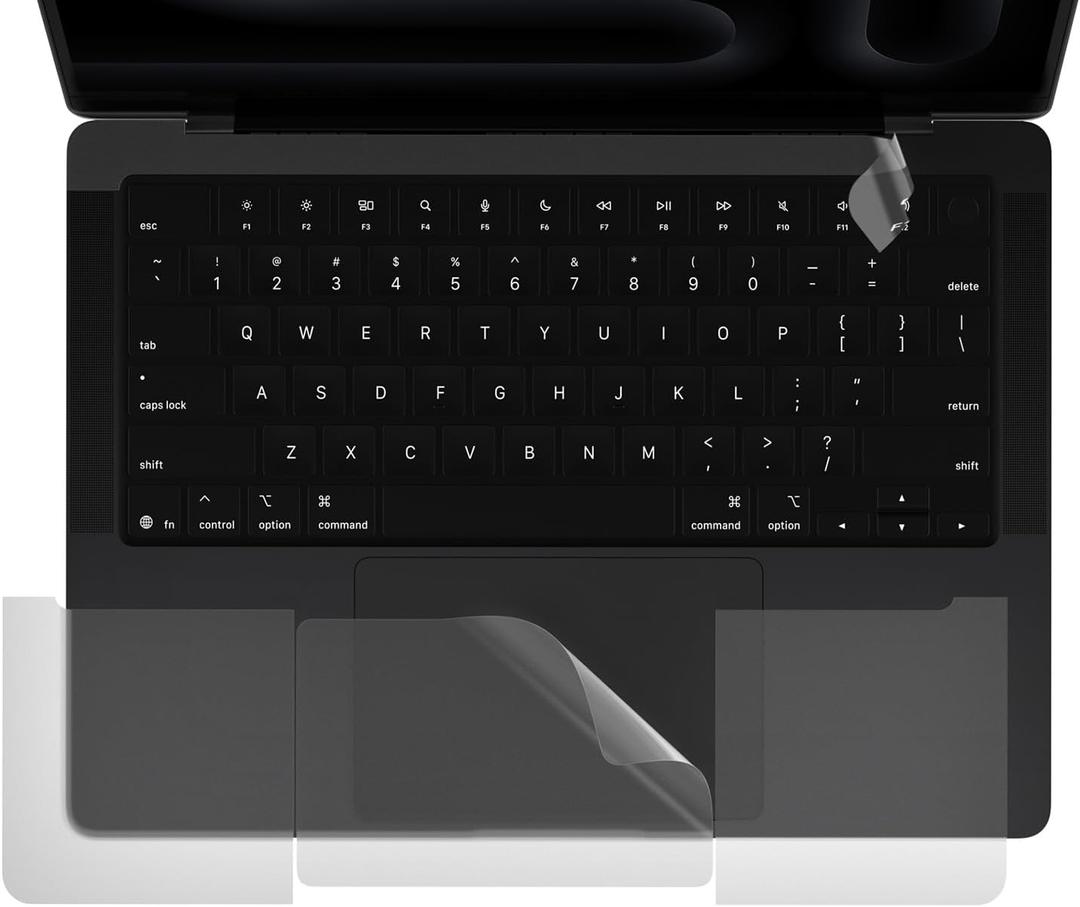 CaseBuy Palm Rest Protector Skin Cover Set Accessories for MacBook Pro 14" 2021-2025 M4 M3 M2 M1 Pro/Max A2442 A2779 A2918 A2992 A3401 A3112 A3185, Anti-Scratches Keyboard Protection -Clear