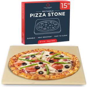 Large Pizza Stone for Oven  15 x 12 inch Rectangular Pizza Stone for Grill, Even Heating for Perfect Crispy Crusts! Crack Resistant and Easy to Clean, Pizza Making Accessories