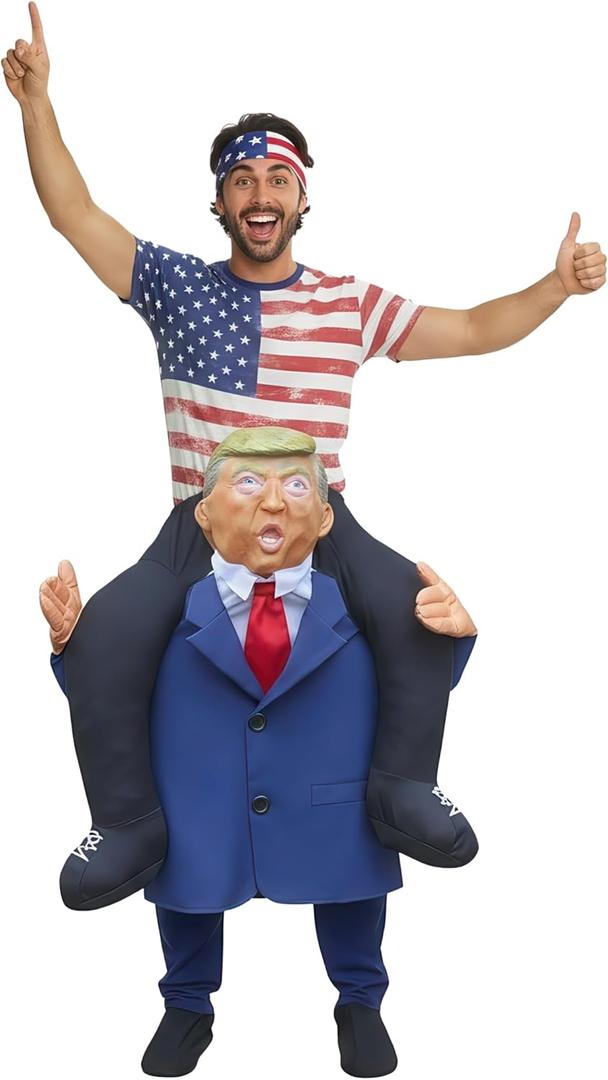 Morph Adult President Ride On Costume, Piggyback Halloween Funny Costume Mens, One Size Fits Most