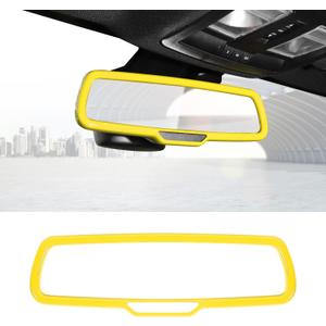 Rear View Mirror Cover Trim Frame Interior Decoration Accessories for Dodge RAM 2010-2017,for Dodge Challenger 2015-2022,for Dodge Charger 2010-2022,Yellow