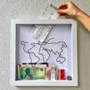 Plane Ticket Travel Memory Box, Travel Ticket Movie Stub Shadow Box, Top Loading Concert Ticket Display Frame, Travel Keepsake Box, Adventure Archive Box, Ticket Holder Map Plane (White x8inches)