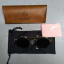 FEISEDY Adjustable Tint Sunglasses Polarized Men, 1-9 Gear Manual Dimming, Steampunk Round Metal Frame UV400 ND Filter B1400