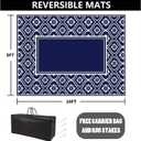 HUGEAR Outdoor Rug 8x10 Patio Camping Carpet Waterproof Mat Blue Outside Plastic Area Rug Reversible Rugs for RV Deck Entryance Porch Picnic Balcony Beach(8x10ft Navy Blue&White)