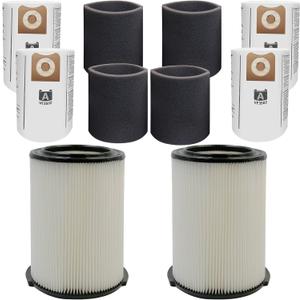 2 Pack VF4000 Filters + 4 Pack VF3502 Filter Bags + 4 Pack Foam Sleeve for Ridgid 5-20 Gallon Wet Dry Vacuum Cleaner (10 Pack)