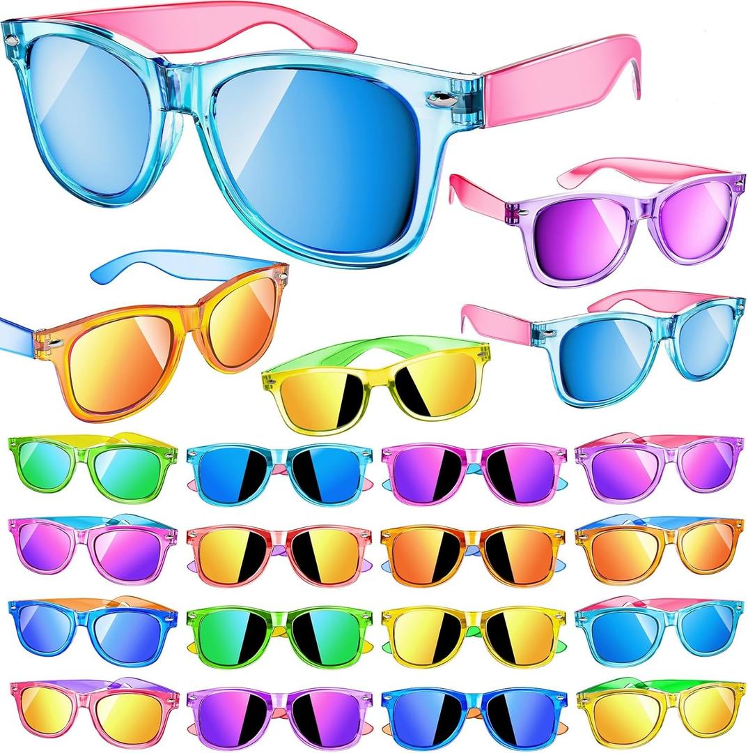 GIFTINBOX 16 Pack Kids Sunglasses Bulk Party Favor, Valentines Day Gifts Neon Sunglasses for Boys Girls Goody Bag Stuffers, Beach Pool Birthday Party Favors for Kids 3-8