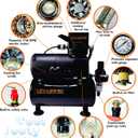 Cool Tooty Airbrush Compressor with 3L Metal Tank, 1/6 HP 110V Motor, Dual Cooling Fans, 47dB, 2023 L/Min Airflow, Auto Start/Stop, Moisture Filter, and 1/8" to 1/4" Adapter
