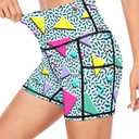 High Waisted Biker Shorts for Women Tummy Control Athletic Running Sports Workout Yoga Shorts with Pockets, Medium