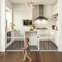 (60.6-113 inch Width) Extra Wide Baby Gate Extra Long, Large Dog Gate Indoor, Child Proof Gate, Kiddie Gates, Baby Gate for Doorways. White, Dog Gates for The House. Pressure Mount Pet Gate.