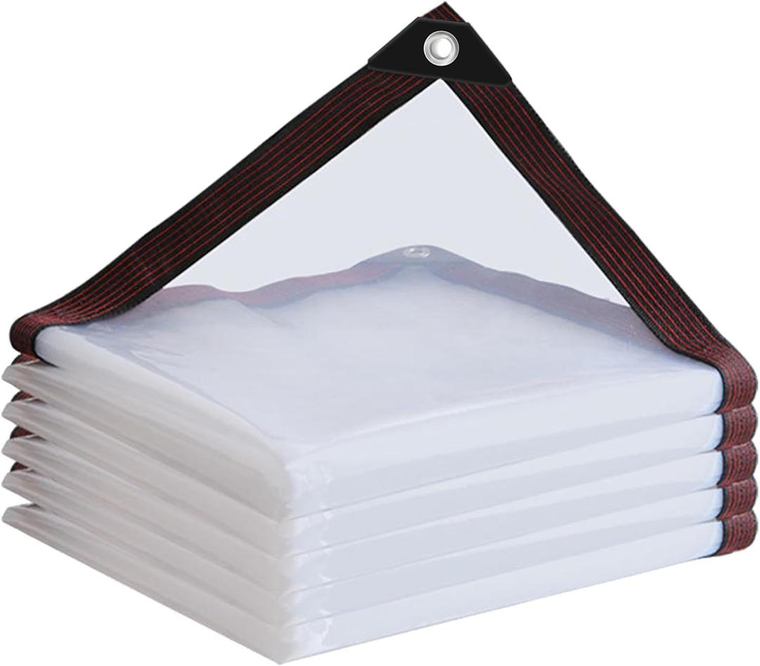 Clear Tarp Waterproof 6x10-Heavy Duty Plastic Tarps,Vinyl Transparent Tarpaulin with Grommets,Outdoor Small&Large Tarp Cover for Chicken Coop/Greenhouse/Camping/Plant/Patio (1p)