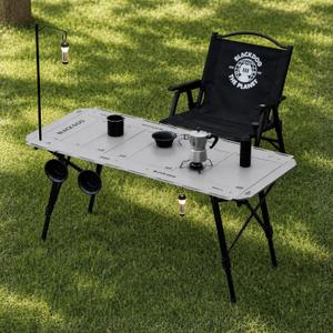 BLACKDOG 4.5U IGT Camping Table, Folding Portable Camp Table, Rock Grey | Adjustable HeightIGT Modular System Compatibility Aluminumwith Carry Bag48.8" L x 22.8" W