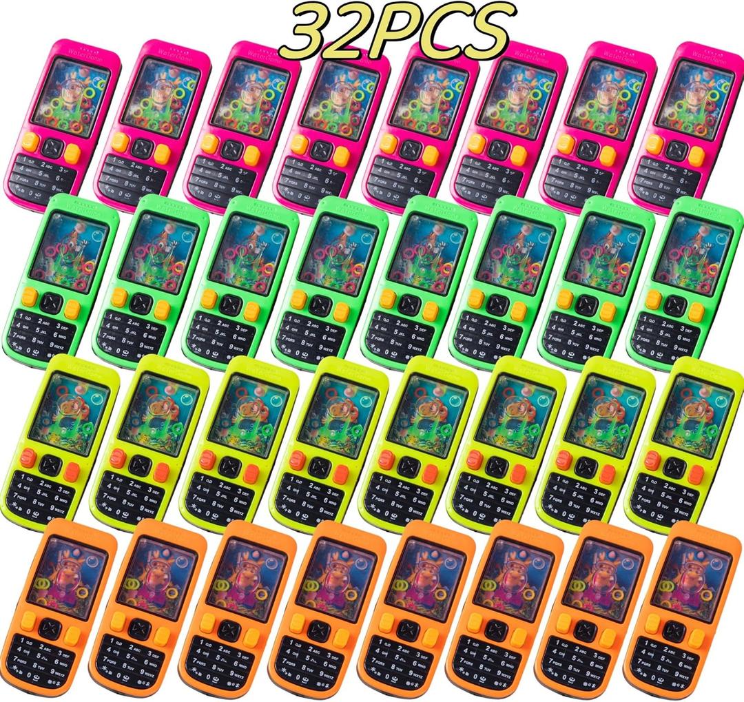 32 Pcs Handheld Water Ring Games Party Favors, School Classroom Prizes,Treasure Box Toys,Pinata Goodie Bags Stuffers,Return Gifts for Kids Birthday Bulk