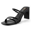 IDIFU IN3 Strappy Heels High Chunky Block Square Open Toe Slip On Slide Heels Mules Wedding Bridal Bride Prom Party Dress Shoes for Women Dressy Comfortable Cute Fashion Trendy Heeled Sandals (5, Hot Pink Pu)