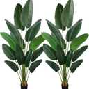 YEPDIN Artificial Bird of Paradise Plant 6 Ft Tall Fake Banana Leaf Plant for Indoors and Outdoors,Faux Palm Tree with Plastic Pot for Office and Home Decor,L1802PCS