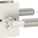 Asidrama 1 Pack Privacy Brushed Satin Nickel Door Handles, Door Lever with Door Knobs Indoor for Bedroom or Bathroom, Heavy Duty Door Handles Interior with Locks for Left Right Sided Doors ZR08-098