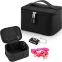 Shinylin Discreet Lockable Personal Item Storage Bag, Privacy Organizer Case with Zipper Lid & Lock, 9.7 x 6.5 x 5.3 Inches, Valentines Day Gift for Couples(Black)