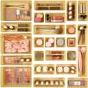 Vtopmart 25 PCS Plastic Drawer Organizers Set, 4-Size Versatile Bathroom and Vanity Drawer Organizer Trays, Storage Bins for Makeup, Bedroom, Kitchen Gadgets Utensils and Office (Beige)