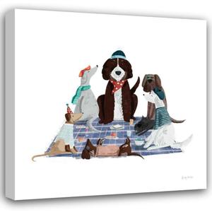 ArtDirect Picnic Pets Dogs I 28x28 Large Gallery Wrapped Canvas Giclee Art by Thorns, Becky