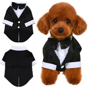 Dog Tuxedo, Dog Tuxedo Suit with Bow Tie, Pet Tuxedos for Small Dogs and Cats, Pet Wedding Attire Dress Up, Doggy Prince Bow Tie Shirt, Doggy Gentleman Apparel for Halloween, Engagement and Christmas 
37x25x26cm/14.5x9.8x10inch