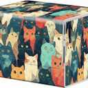 Strong Magnet Case Mtg Magic Deck Box Tcg Up to 200 Cards Creative Pattern Trading Card Storage Box for Collectible Card Games, Lots Of Cute Cats In Colors (1 pack)