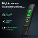 VIVOSUN Digital pH and TDS Meter Kits, 0.01pH High Accuracy Pen Type pH Meter 2% Readout Accuracy 3-in-1 TDS EC Temperature Meter for Hydroponics, Pool and Aquarium, Black White, UL Certified