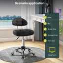 BFTOU Black Square Minimalist Swivel Stool with Wheel for Work SPA Shop Massage Height-Adjustable and Cost-Effective Rolling Stool Chair with Back, One Size