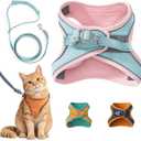Cat Harness and Leash, Cat Harness Escape Proof, Soft Adjustable Cat Leash Breathable Comfortable Vest Easy to Wear, Easy Walk Leash for Small Medium Cats Kittens for Indoor Outdoor (Pink, L)