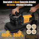 4-Head Concrete Floor Grinder Set, 3800W Concrete Grinder with 6-Speed Control, 6000 RPM Ergonomic Handle & Dust Collection Cover - Ideal for Surface Preparation, Cement, Marble Floors & Surfaces