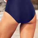 Zmart High Waisted Bikini Bottoms - Women's Full Coverage Ruched Bathing Suit Bottom Low Cut Swimsuit Navy Blue XXL (Blue, XXL)