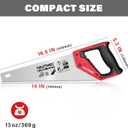 HAUTMEC 14" Hand Saw for Wood Cutting & Woodworking, 11 TPI Small Crosscut Handsaw with Triple-Ground Teeth, Fine Cut Saws for PVC, Plastic & Trees-HT0024