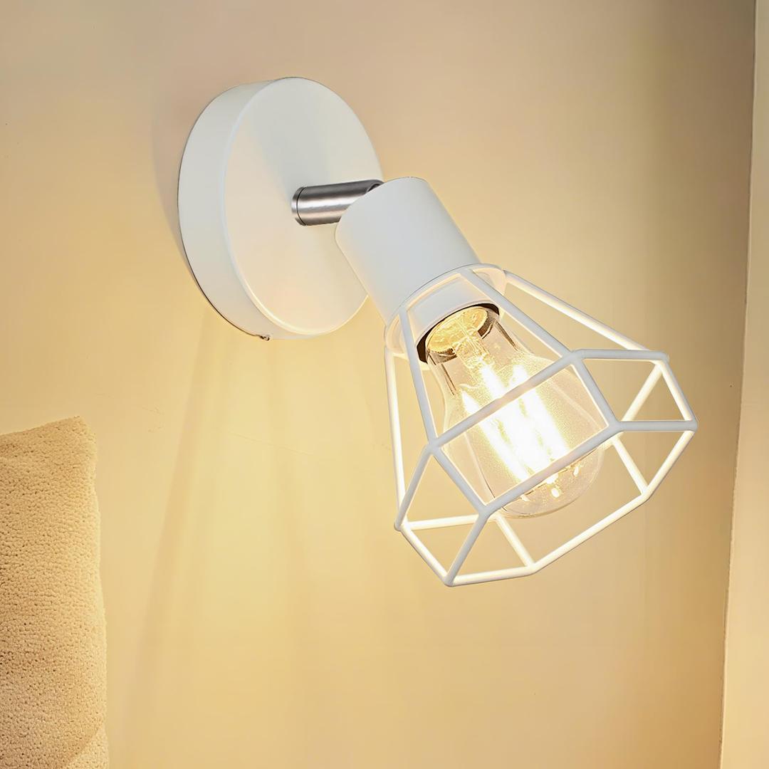 HiBay 1-Light Ceiling Track Lighting Fixture, Modern White Track Spot Light, Adjustable LED Spotlight Indoor for Kitchen, Bedside, E26 Base (Bulb Not Included)