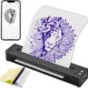 Wireless Tattoo Stencil Printer-2500mAh Battery, Portable Bluetooth Tattoo Transfer Machine Kit for Realistic Portraits, Includes 10 Stencil Papers, Works with IOS/Android/PC/Mac (Black)