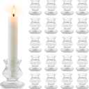 Romadedi Glass Candle Holder for Candlestick - 20 Pcs Clear Small Tapered Candle Holder Decor Bulk Wedding Table Centerpiece for Candle Sticks Christmas Party Living Room Dinner Advent