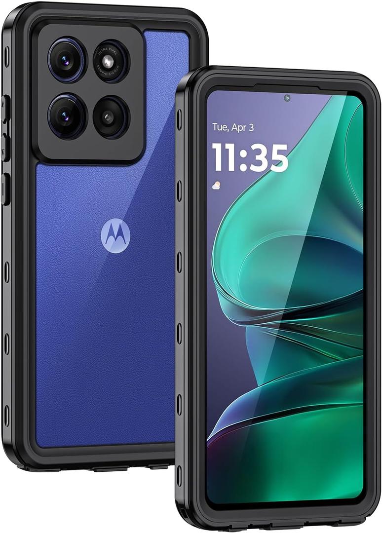 Lanhiem for Moto G Stylus 2025 5G Case [Not fit for 2024], IP68 Waterproof Dustproof Built-in Screen Protector, Rugged Full Body Shockproof Phone Cover for Moto G Stylus 5G 2025, Black/Clear