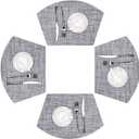 SHACOS Wedge Placemats Set of 4 Small Round Table Placemats Woven Vinyl Place Mats Non Slip Round Table Mats Wipe Clean, Gray White